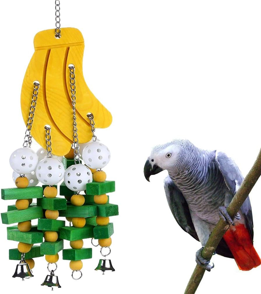 Kintor Large Parrot Chew Toy 🐦🌈 22" Wood Block Climbing Toy for Macaws & Greys