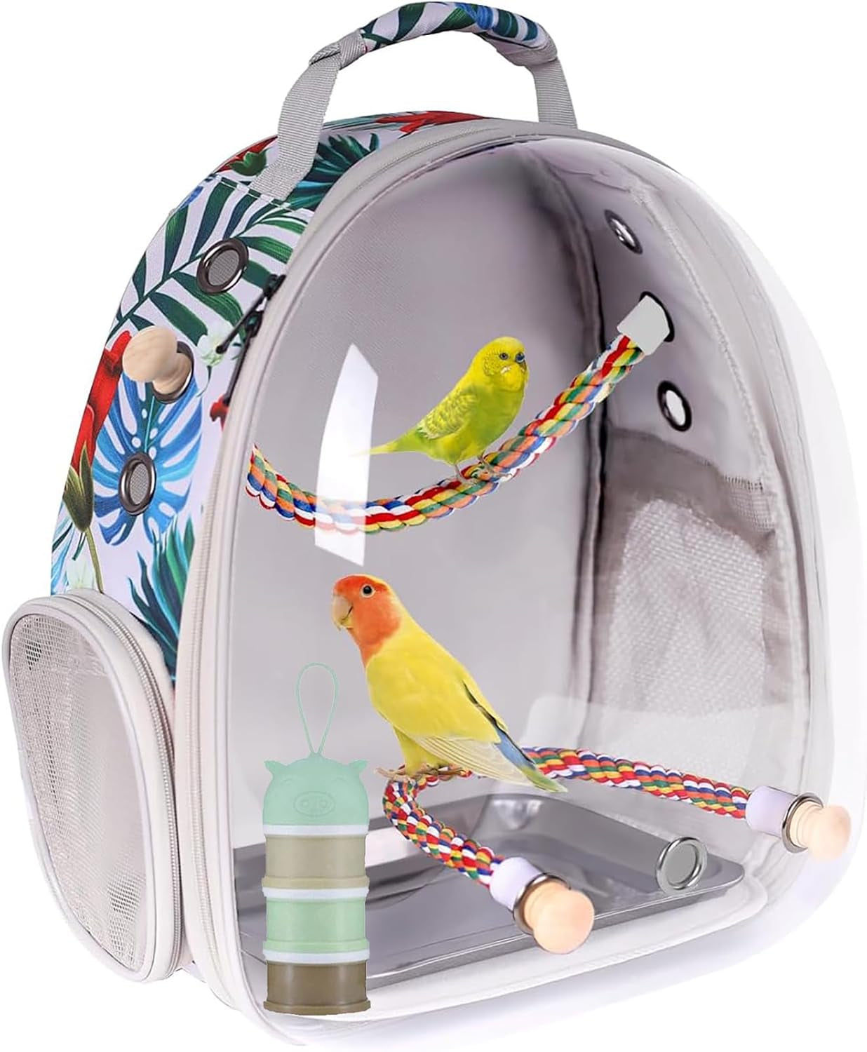 Bird Travel Backpack 🚀🐦 Clear Capsule Carrier w/ Perch, Tray & Vent Holes – Lightweight