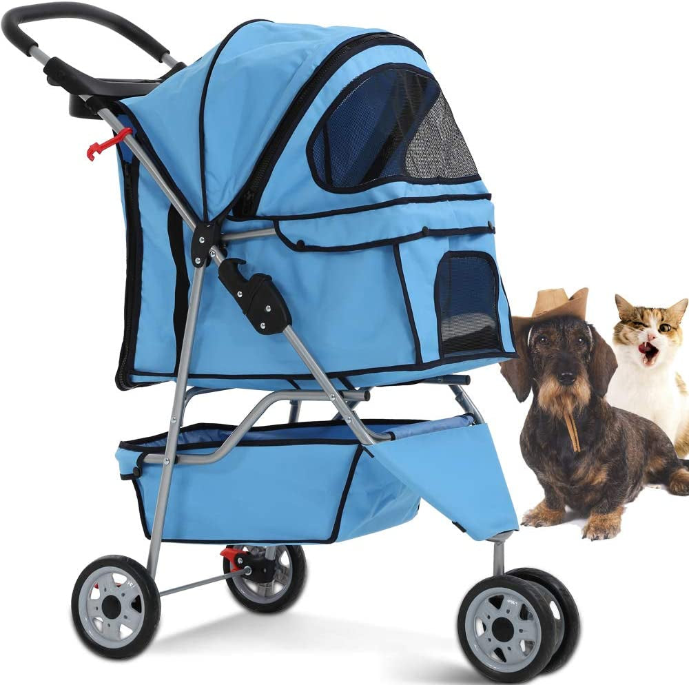 Luxury Pet Stroller 🐾✨ Foldable 3‑Wheel Carrier w/ Storage, Cup Holders & Pad