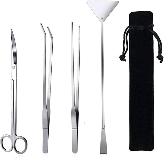 4‑in‑1 Aquascaping Tool Kit 🌿🐠 Stainless Steel Tweezers, Scissors & Spatula Set