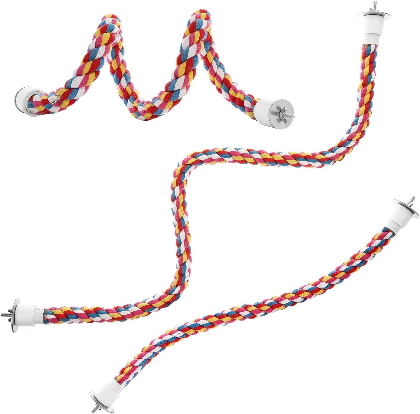 Bendable Bird Rope Perch 🌈🐦 Cotton Climbing Toy for Conures, Quakers, Cockatoos