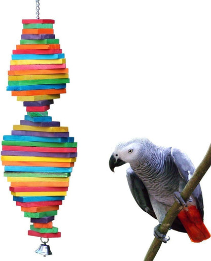 Kintor Large Parrot Chew Toy 🐦🌈 22" Wood Block Climbing Toy for Macaws & Greys