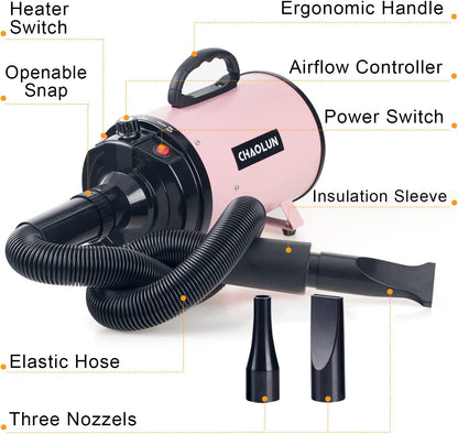High‑Velocity Pet Dryer 🐾✨ 2400W Adjustable Speed, Low‑Noise, Fast‑Dry Grooming Blower