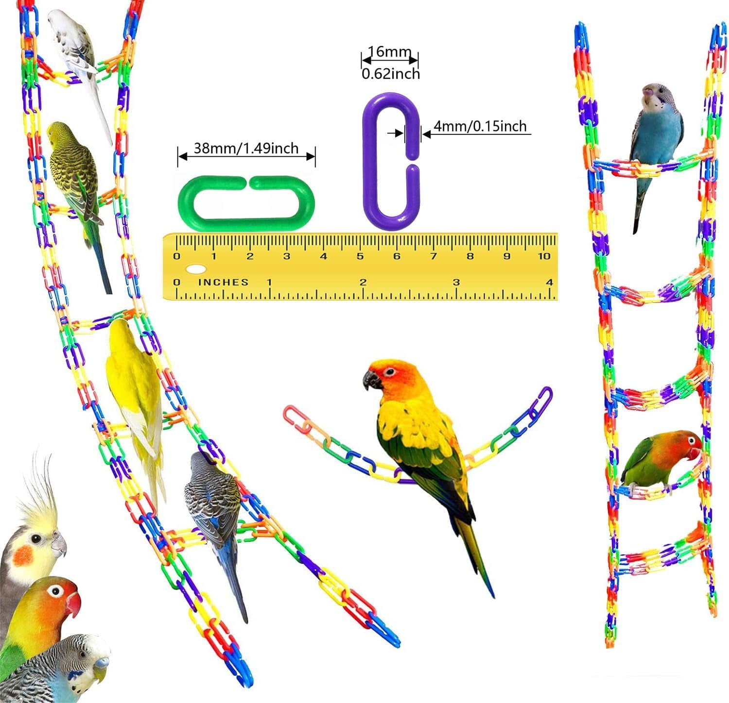 200pc Rainbow C‑Link Pet Toy Chains 🌈🐦 DIY Cage Enrichment for Birds & Small Pets