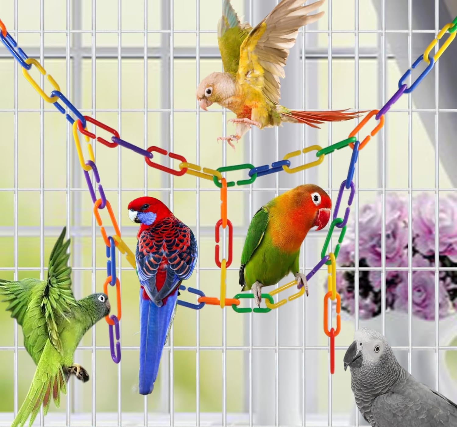 200pc Rainbow C‑Link Pet Toy Chains 🌈🐦 DIY Cage Enrichment for Birds & Small Pets