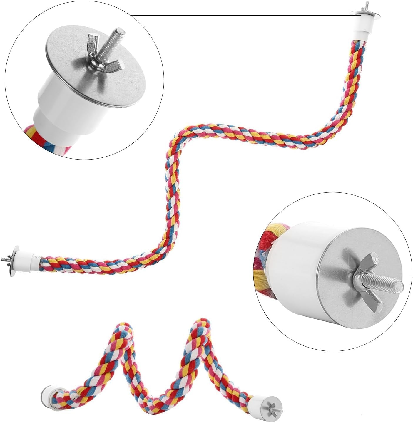 Bendable Bird Rope Perch 🌈🐦 Cotton Climbing Toy for Conures, Quakers, Cockatoos