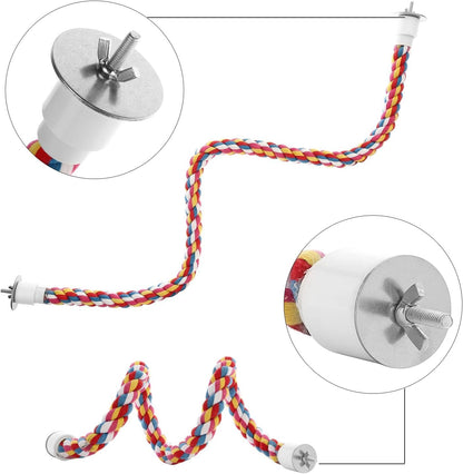 Bendable Bird Rope Perch 🌈🐦 Cotton Climbing Toy for Conures, Quakers, Cockatoos