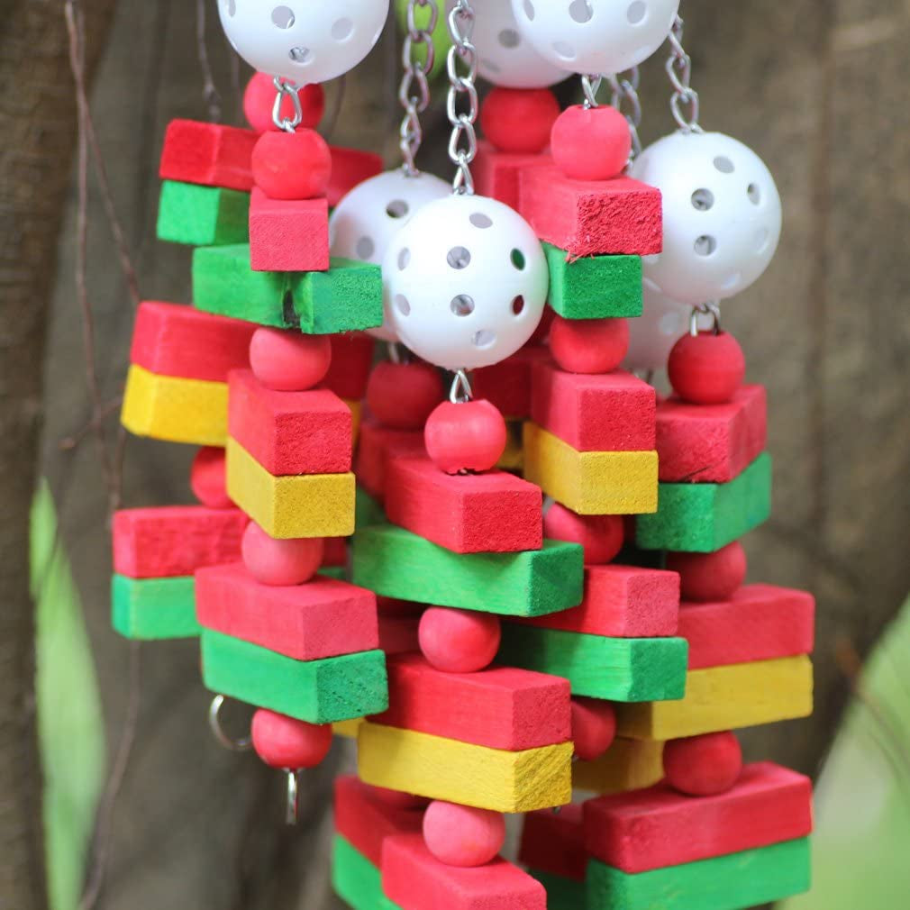 Kintor Large Parrot Chew Toy 🐦🌈 22" Wood Block Climbing Toy for Macaws & Greys
