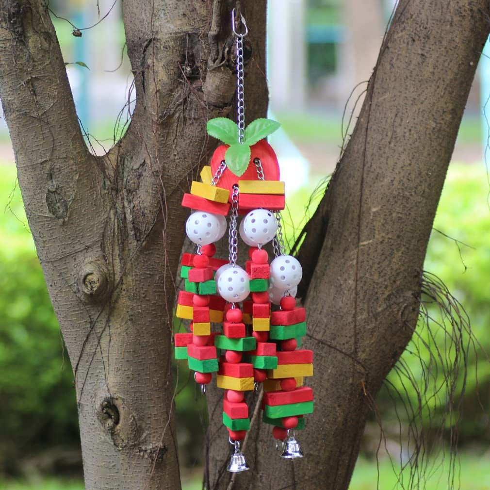 Kintor Large Parrot Chew Toy 🐦🌈 22" Wood Block Climbing Toy for Macaws & Greys