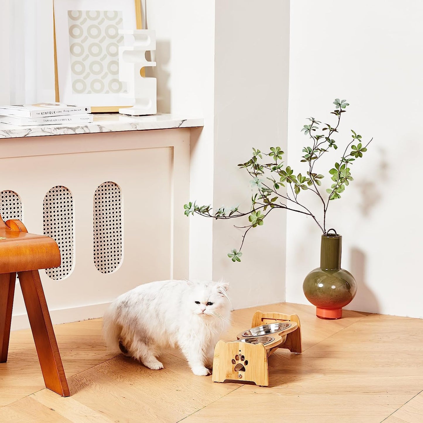Adjustable Bamboo Elevated Dog Feeder 🐾✨ Non‑Slip, Raised Bowls, Stainless Steel, Digestive‑Friendly