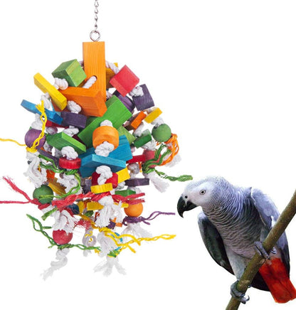 Kintor Large Parrot Chew Toy 🐦🌈 22" Wood Block Climbing Toy for Macaws & Greys