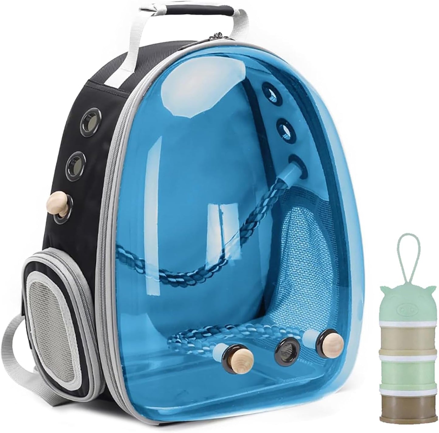 Bird Travel Backpack 🚀🐦 Clear Capsule Carrier w/ Perch, Tray & Vent Holes – Lightweight