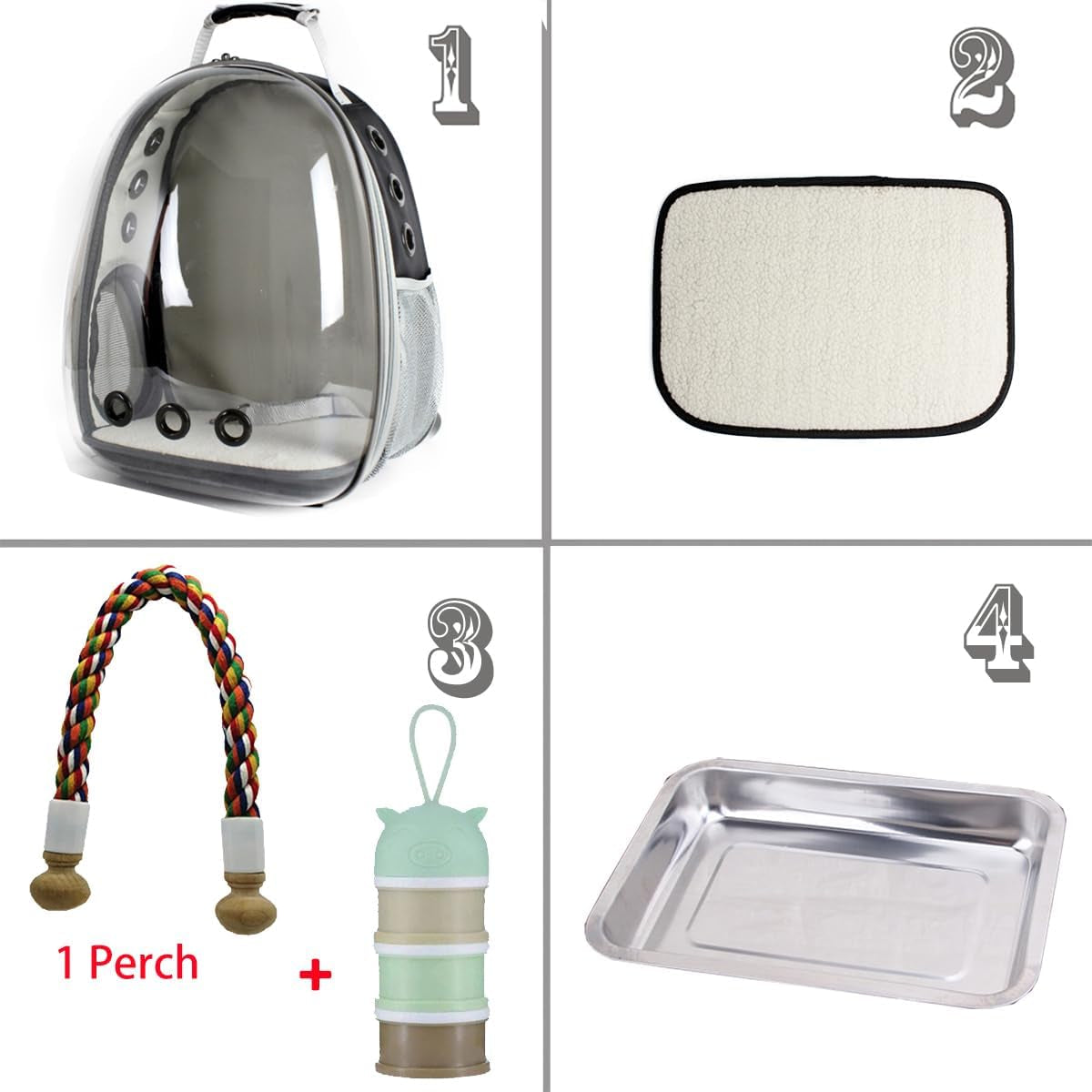 Bird Travel Backpack 🚀🐦 Clear Capsule Carrier w/ Perch, Tray & Vent Holes – Lightweight