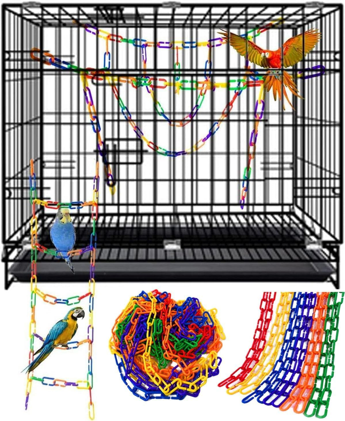 200pc Rainbow C‑Link Pet Toy Chains 🌈🐦 DIY Cage Enrichment for Birds & Small Pets