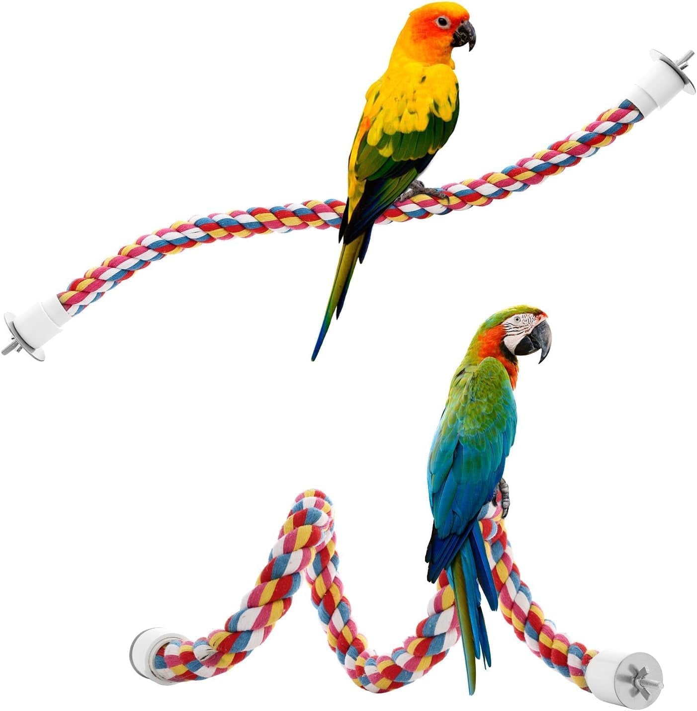 Bendable Bird Rope Perch 🌈🐦 Cotton Climbing Toy for Conures, Quakers, Cockatoos