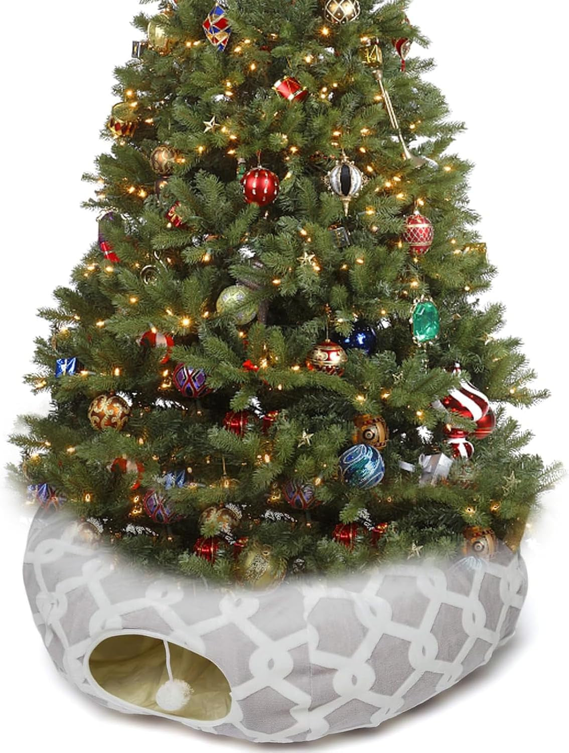 LUCKITTY Cat Tunnel Bed 🐾✨ Plush Cozy Hideaway with Fuzzy Ball Toy for Small Pets