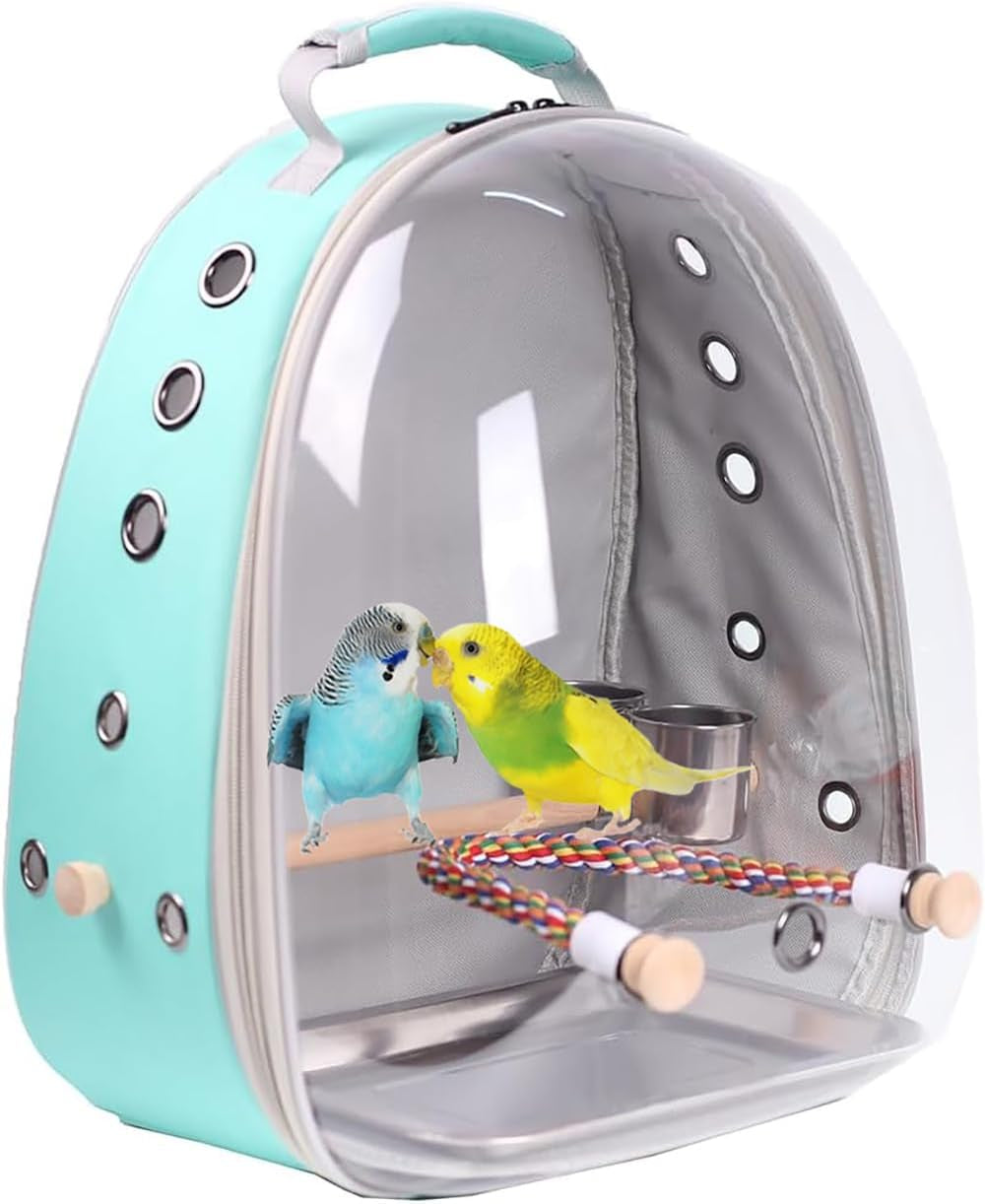 Bird Travel Backpack 🚀🐦 Clear Capsule Carrier w/ Perch, Tray & Vent Holes – Lightweight