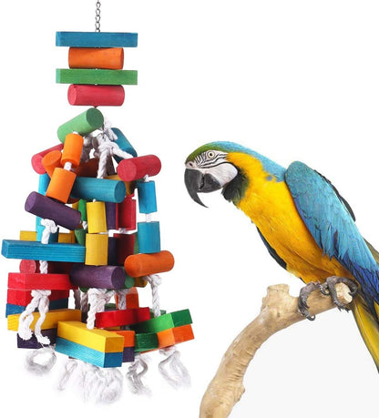 Kintor Large Parrot Chew Toy 🐦🌈 22" Wood Block Climbing Toy for Macaws & Greys