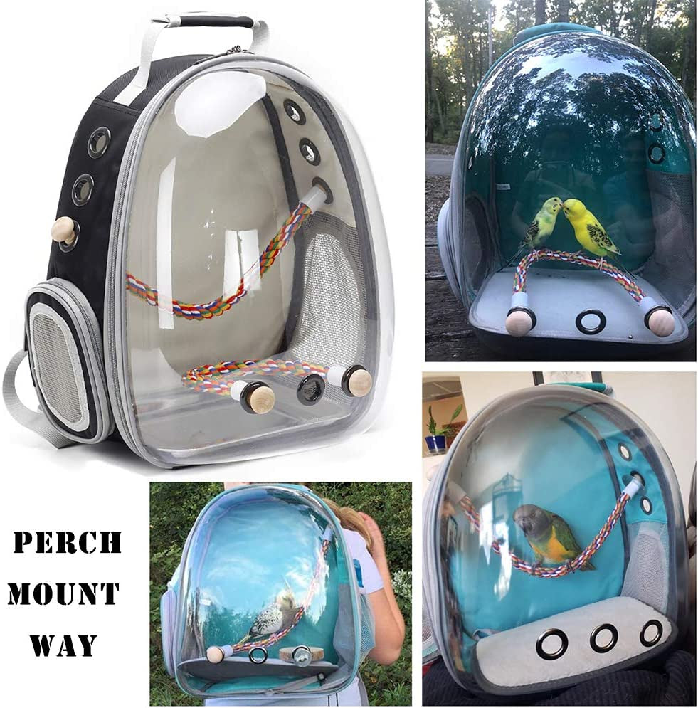 Bird Travel Backpack 🚀🐦 Clear Capsule Carrier w/ Perch, Tray & Vent Holes – Lightweight