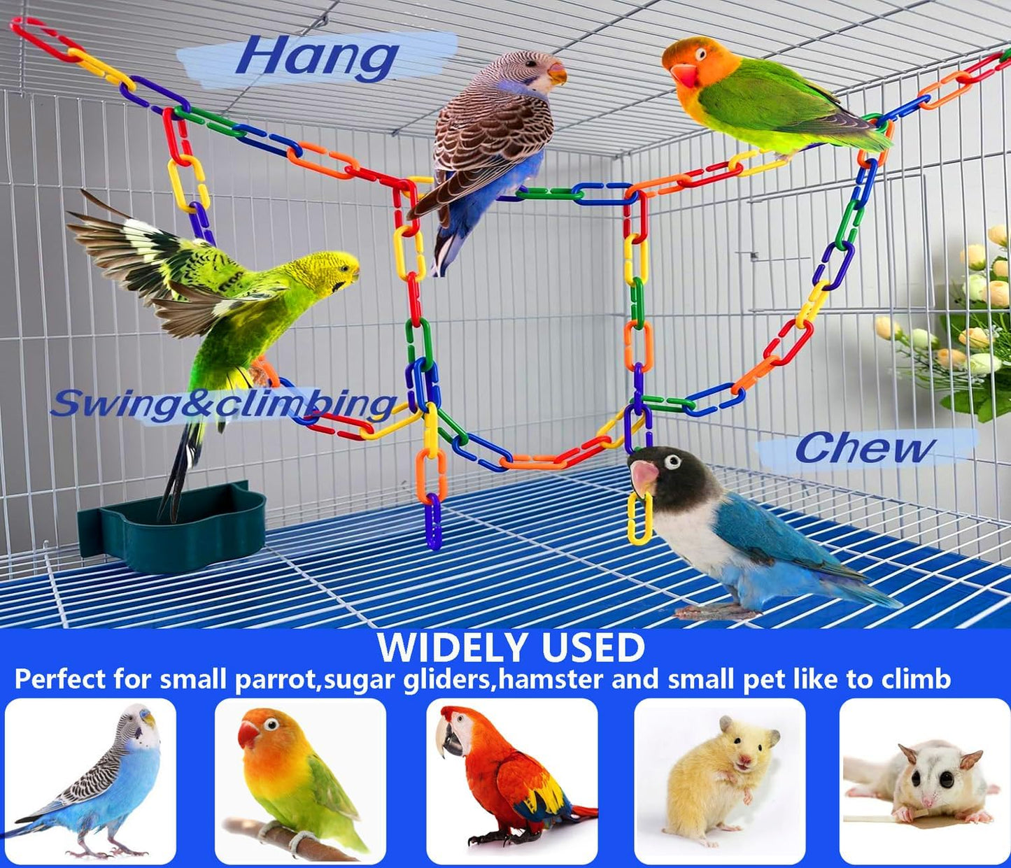 200pc Rainbow C‑Link Pet Toy Chains 🌈🐦 DIY Cage Enrichment for Birds & Small Pets