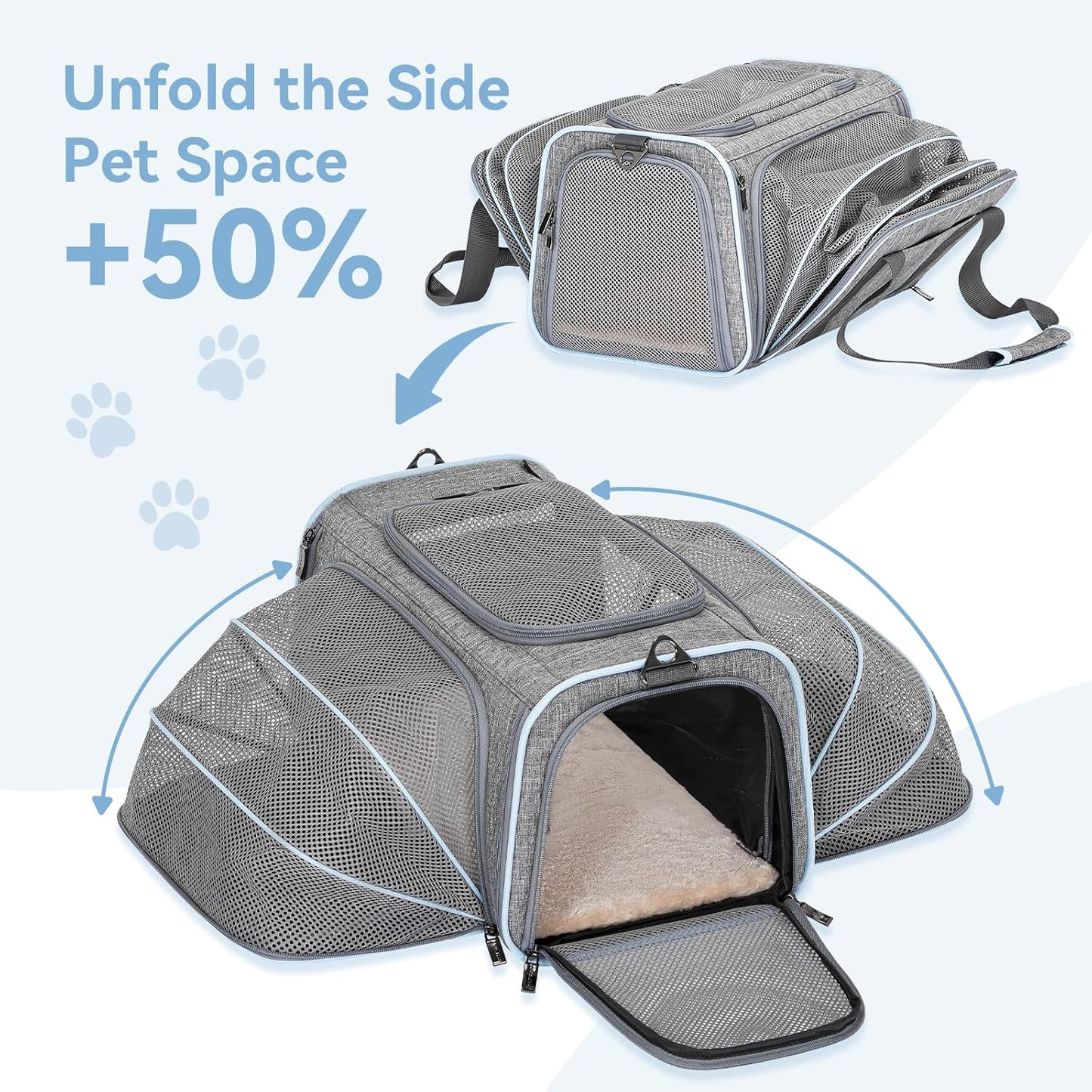 Expandable Airline‑Approved Pet Carrier ✈️🐾 Soft‑Sided Travel Bag for Small Pets