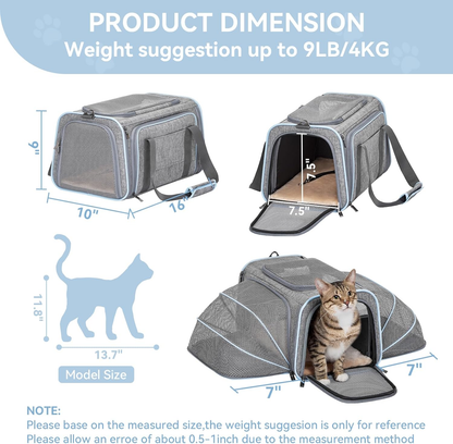 Expandable Airline‑Approved Pet Carrier ✈️🐾 Soft‑Sided Travel Bag for Small Pets