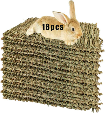 “Natural Grass Chew Mats 🌿🐰 12‑Pack for Rabbits, Guinea Pigs & More”