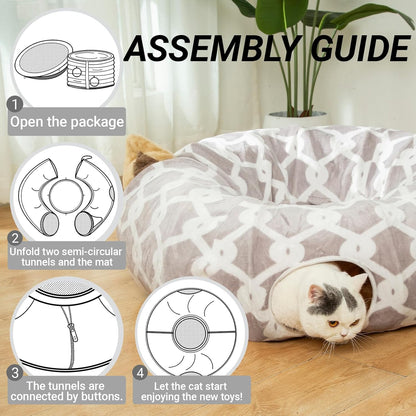LUCKITTY Cat Tunnel Bed 🐾✨ Plush Cozy Hideaway with Fuzzy Ball Toy for Small Pets
