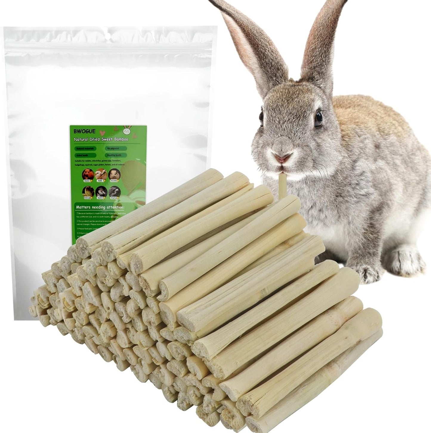 Natural Sweet Bamboo Chew Sticks 🌿🐹 300g Molar Treats for Rabbits, Guinea Pigs & Hamsters