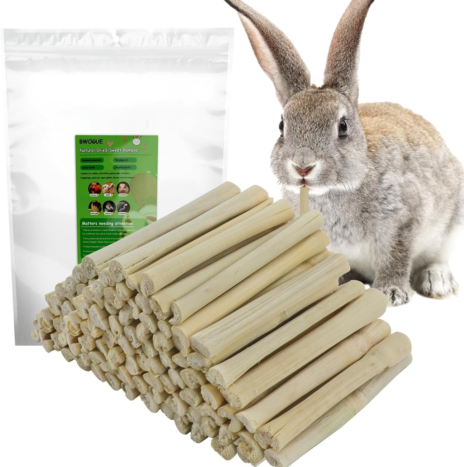 Natural Sweet Bamboo Chew Sticks 🌿🐹 300g Molar Treats for Rabbits, Guinea Pigs & Hamsters