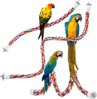 Bendable Bird Rope Perch 🌈🐦 Cotton Climbing Toy for Conures, Quakers, Cockatoos