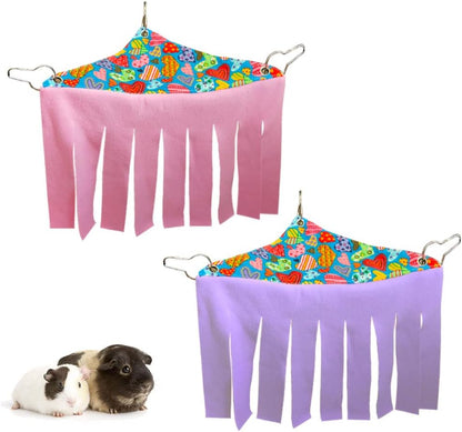 Reversible Corner Hideout Hammock 🐹🌿 Cozy Fleece Forest for Guinea Pigs & Small Pets
