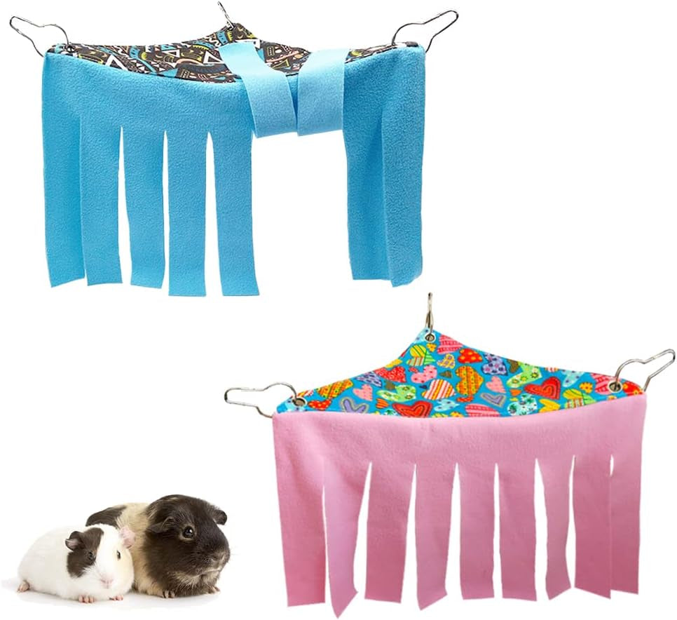 Reversible Corner Hideout Hammock 🐹🌿 Cozy Fleece Forest for Guinea Pigs & Small Pets