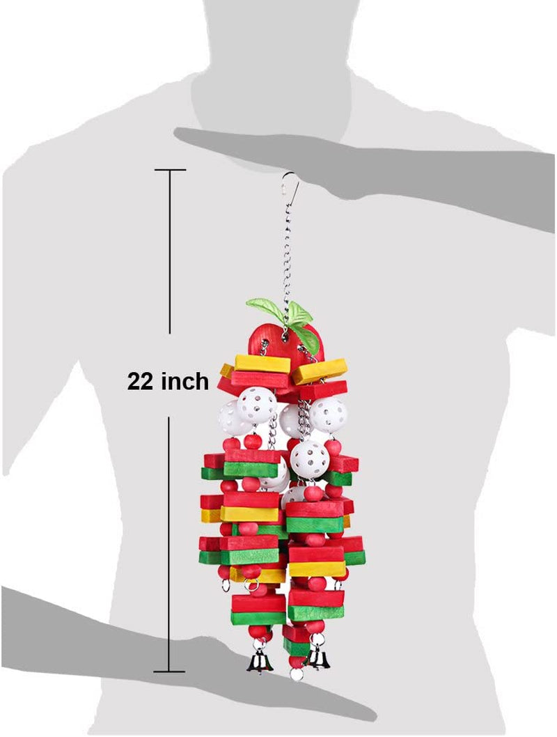 Kintor Large Parrot Chew Toy 🐦🌈 22" Wood Block Climbing Toy for Macaws & Greys