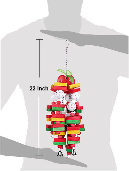 Kintor Large Parrot Chew Toy 🐦🌈 22" Wood Block Climbing Toy for Macaws & Greys
