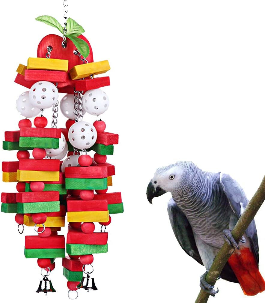 Kintor Large Parrot Chew Toy 🐦🌈 22" Wood Block Climbing Toy for Macaws & Greys