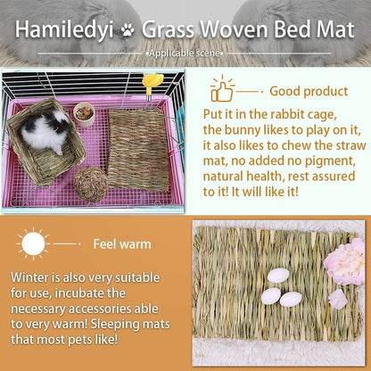“Natural Grass Chew Mats 🌿🐰 12‑Pack for Rabbits, Guinea Pigs & More”