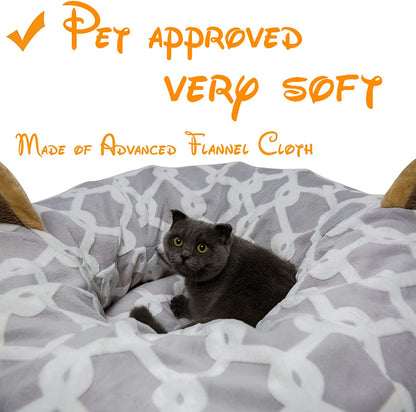 LUCKITTY Cat Tunnel Bed 🐾✨ Plush Cozy Hideaway with Fuzzy Ball Toy for Small Pets