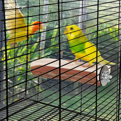 Natural Wood Flat Bird Perch 🐦🌿 Platform Resting Stand for Budgies & Cockatiels