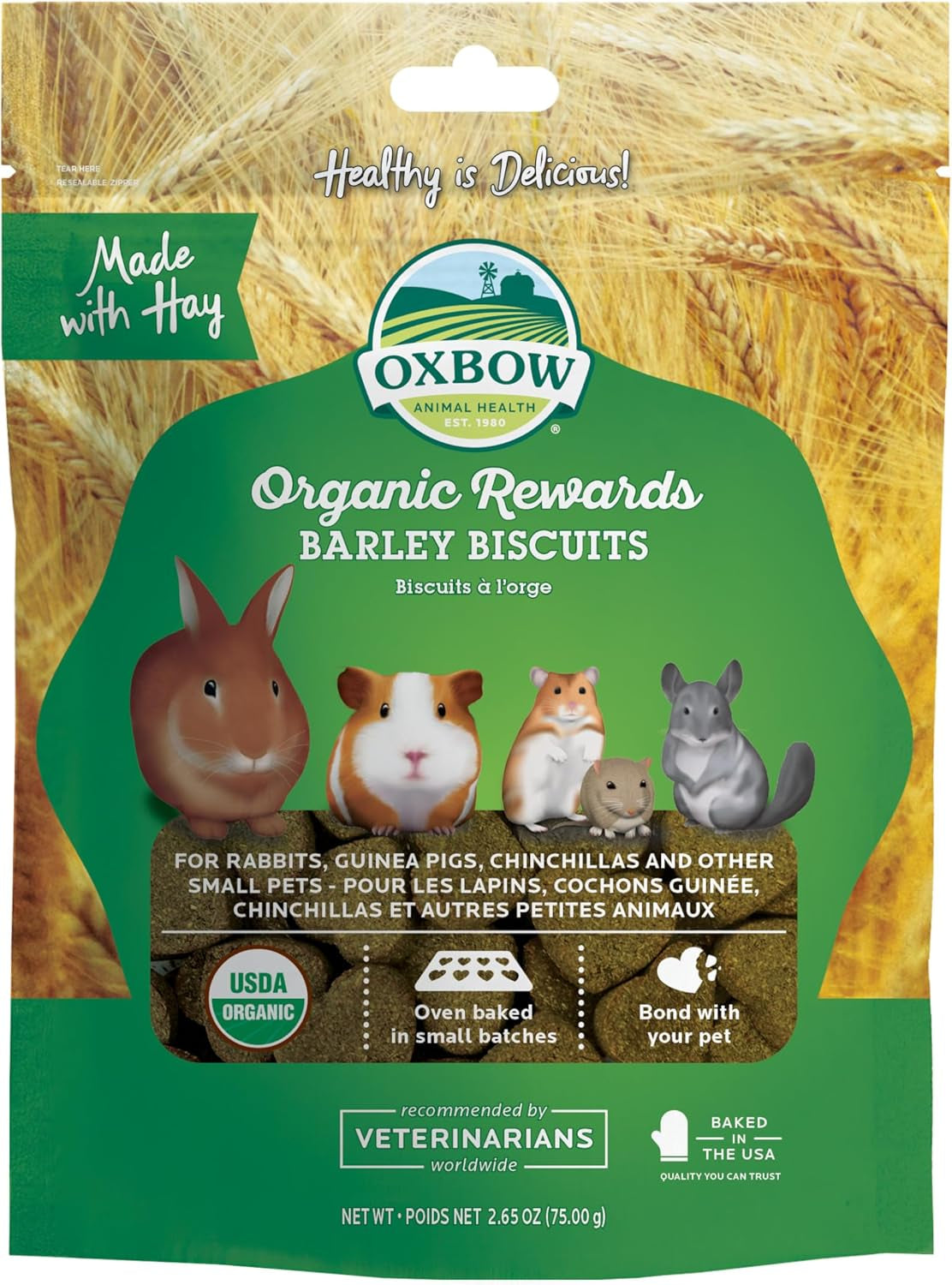 Organic Barley Biscuits 🌾🐹 Apple & Carrot Treats for Rabbits, Guinea Pigs & Hamsters